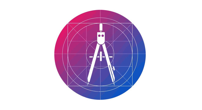 Compass Drawing Tool White Icon.