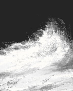 Illustration of Abstract Monochrome Wave &ndash; Expressive Ink Painting of Motion and Energy