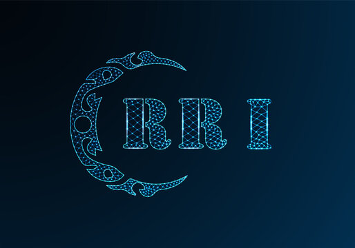 Low poly letter logo RRI design. RRI letter logo low poly vector design on blue color gradient background. RRI logo low poly design