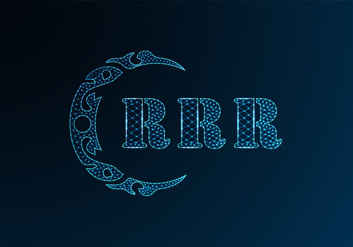 Low poly letter logo RRR design. RRR letter logo low poly vector design on blue color gradient background. RRR logo low poly design