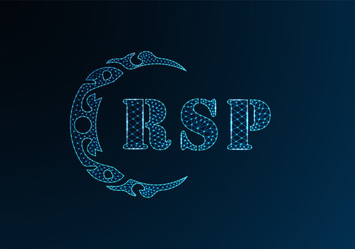 Low poly letter logo RSP design. RSP letter logo low poly vector design on blue color gradient background. RSP logo low poly design