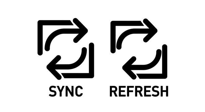 Black sync and refresh icons.