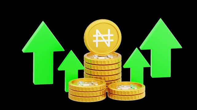 3D Nigerian Naira Currency Growth | Alpha Channel