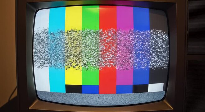 vintage crt tv color bars test pattern on retro screen