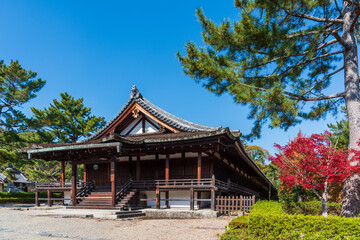 Obraz premium Horyu-ji Temple ,located in Nara is known as the oldest wooden structure in the world. Horyuji was registerd as UNESCO World Heritage site in 1993.