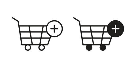Add to cart icon, thin line symbol, editable stroke eps 10 © Warpiya