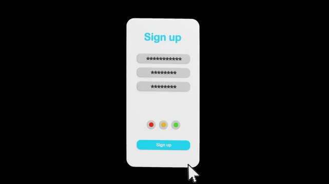 3D Sign Up Screen Mobile App UI | Alpha Channel