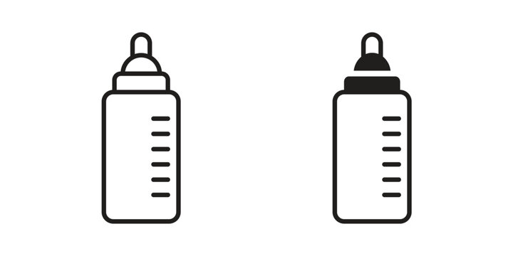 Baby milk bottle icon, thin line symbol, editable stroke eps 10