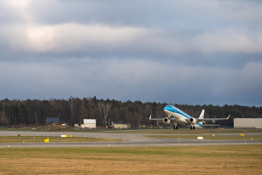 Gdansk, Poland - April 8, 2026: KLM Royal Dutch Airlines plane at Gdansk Airport