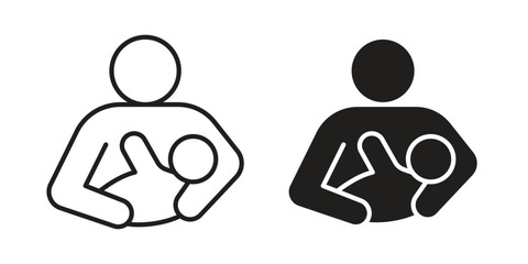 Breastfeeding icon, thin line symbol, editable stroke eps 10 © Warpiya