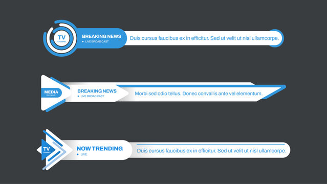 Modern Lower Thirds Graphic Set for Digital Broadcasting, Live Streaming and Video Content Overlay