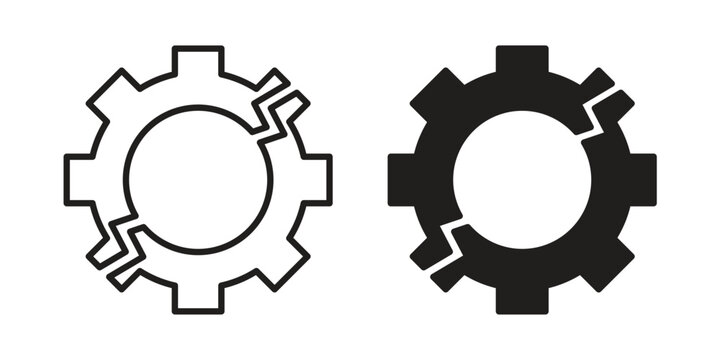 Broken gear icon, thin line symbol, editable stroke eps 10
