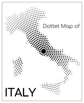 Dotted map of Italy centered on Rome