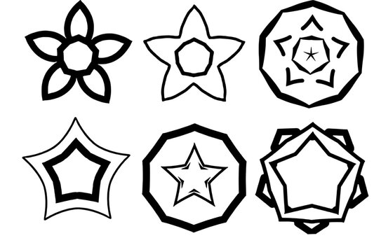set of decorative alternative black and white stars elements