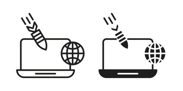 Ddos icon, thin line symbol, editable stroke eps 10