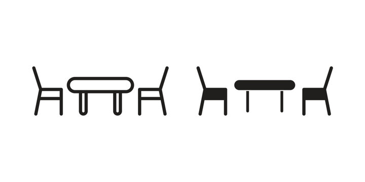 Dinner table icon, thin line symbol, editable stroke eps 10