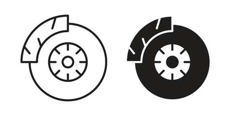 Fototapeta premium Disk brake icon, thin line symbol, editable stroke eps 10