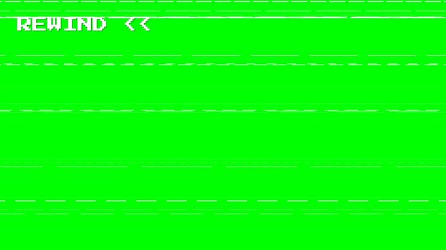 VCR Rewind VHS Tracking Glitch Green Screen Chroma Key Overlay 4K