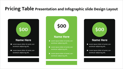 Professional pricing table presentation slide layout with three columns for comparing different service plans © Depends_F