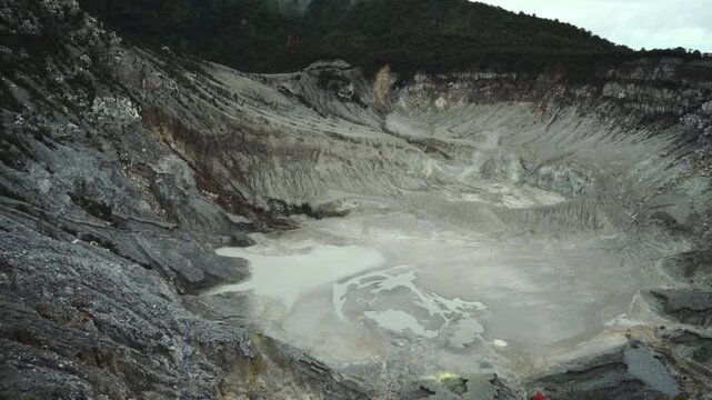 Majestic View of Tangkuban Perahu Volcanic Crater in West Java