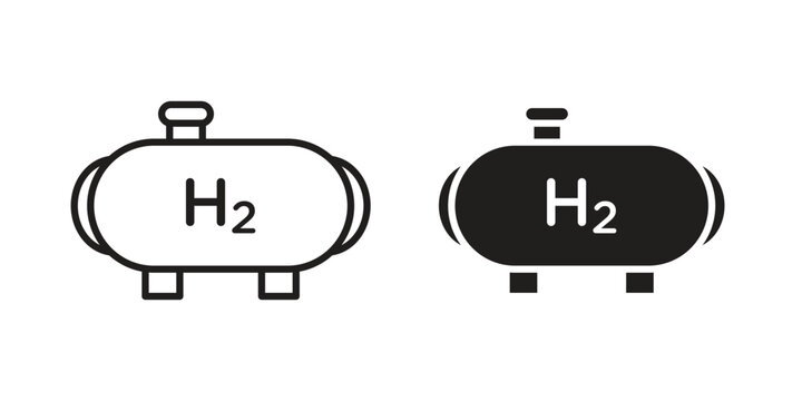 Hydrogen gas tank icon, thin line symbol, editable stroke eps 10