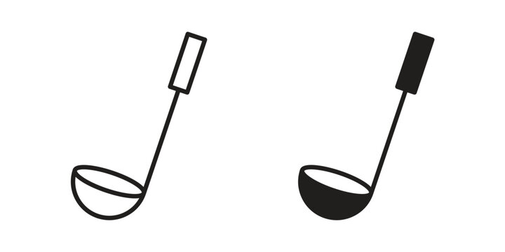 Ladle icon, thin line symbol, editable stroke eps 10