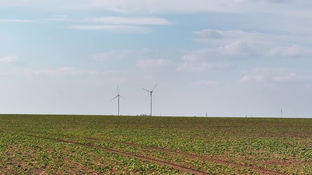 view of turbine green energy electricity, windmill for electric power production, Wind turbines generating electricity