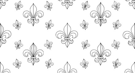 Classic Fleur de Lis Seamless Vector Pattern with Royal French Ornament Motif Background © MdAmzad