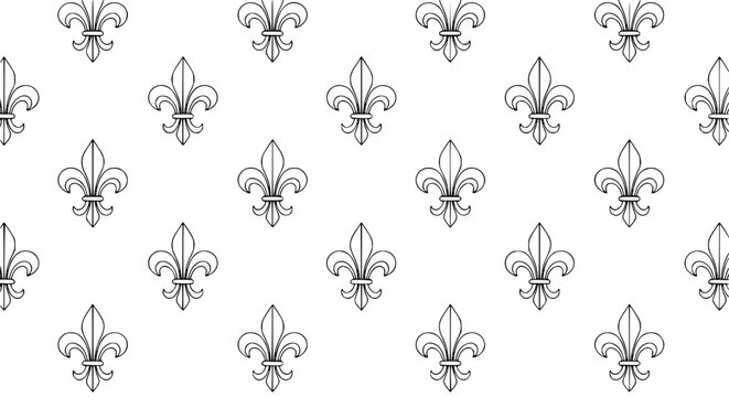 Elegant Seamless Fleur de Lis Pattern Vector Background with Classic Heraldic Royal Ornament Design