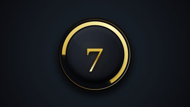 Luxurious deep blue circular emblem with a gleaming golden rim showcasing the numeral 7, symbolizing achievement and success in high-end presentations or prestigious branding initiatives