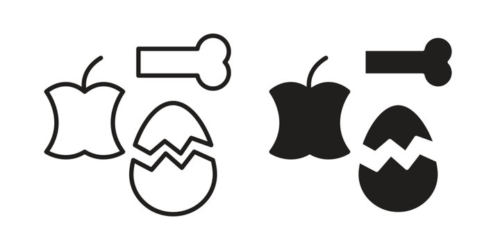 Organic waste icon, thin line symbol, editable stroke eps 10