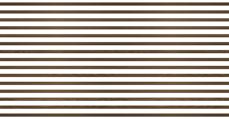 Obraz premium SEAMLESS pattern of walnut brown wooden wall panel, isolated on transparent background. Decorative accent wall, space divider or fence design. 