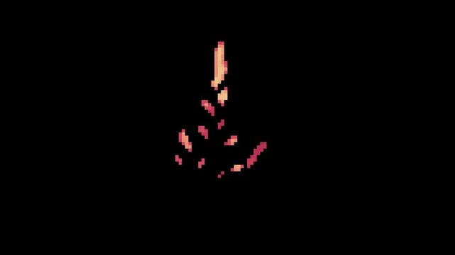 launching rocket flame loop animation in pixel art style with black screen background