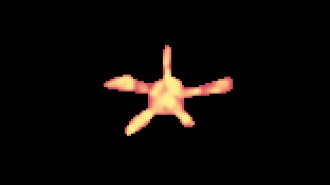 star dynamic flame explosion loop animation in pixel art style with black screen background