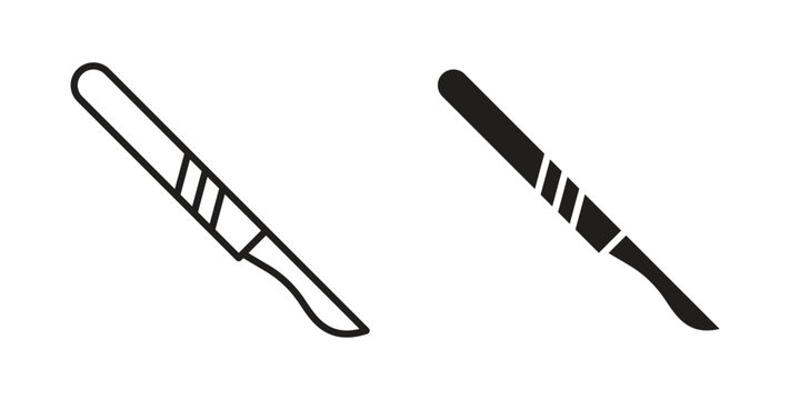 Scalpel icon, thin line symbol, editable stroke eps 10