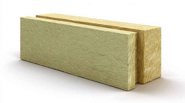 A close-up view of a yellow insulation block on a white background