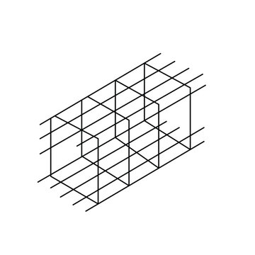 Steel rebar cage reinforcement mesh for concrete beam and column in building structure construction.Editable stroke, Vector illustration, Line art Icon, Symbols.