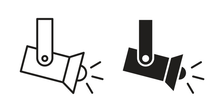 Spotlight icon, thin line symbol, editable stroke eps 10