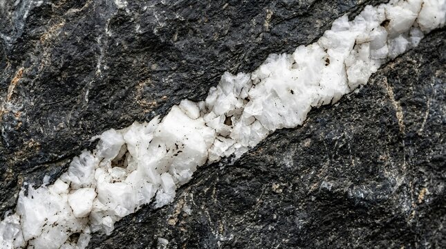 Close-up Macro Shot of a Natural Rock Formation with a White Vein.