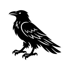Obraz premium Logotipo con la silueta de un cuervo heráldico, al estilo clásico de los emblemas medievales