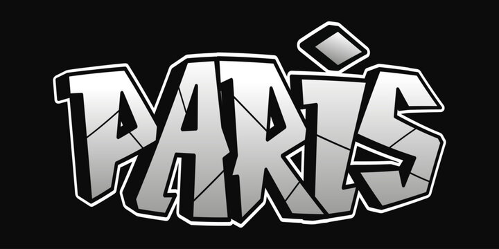Paris graffiti street art typography design in monochrome
