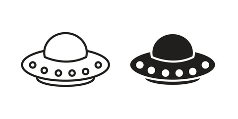 Fototapeta premium UFO icon, thin line symbol, editable stroke eps 10
