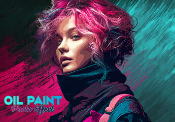 Oil Paint Halftone Photo Effect Mockup