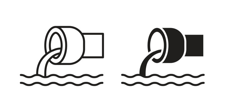 Waste water icon, thin line symbol, editable stroke eps 10