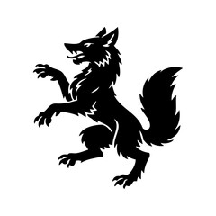 Logotipo con la silueta de un zorro rampante heráldico, al estilo clásico de los emblemas medievales © teracreonte