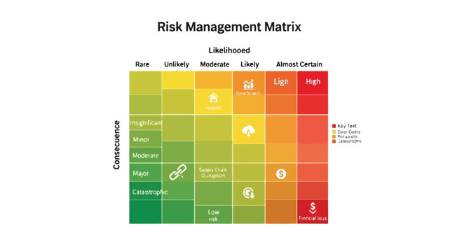 Risk management matrix, business risk assessment tool, probability impact chart, decision making grid