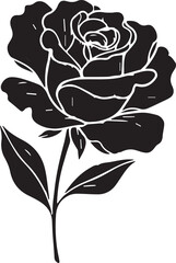 Obraz premium Elegant black rose line art outline isolated on white background minimalist floral drawing ideal for design and decoration