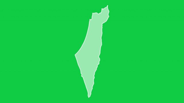 Israel map glow outline animation green background