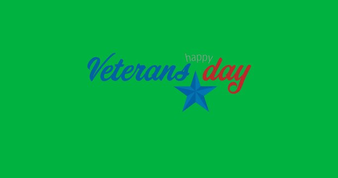 Digital animation of veterans day text banner against black background