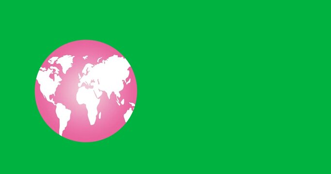 Digital animation of pink globe icon floating against black background